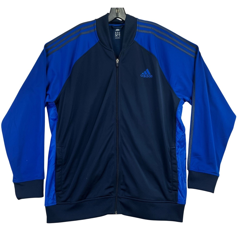 Adidas 3-Stripe Full Zip Track Jacket Mens 2XL Navy Blue Sporty Athleisure